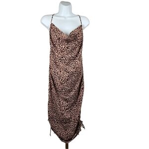 ESTHER PENN SPAGHETTI STRAP ANIMAL PRINT DRESS